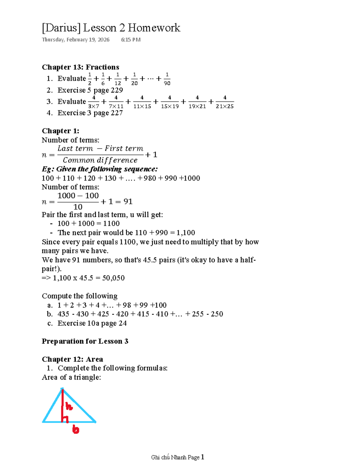 Lesson 2 Homework & Lesson 3 Prep - Math Concepts & Exercises - Studocu