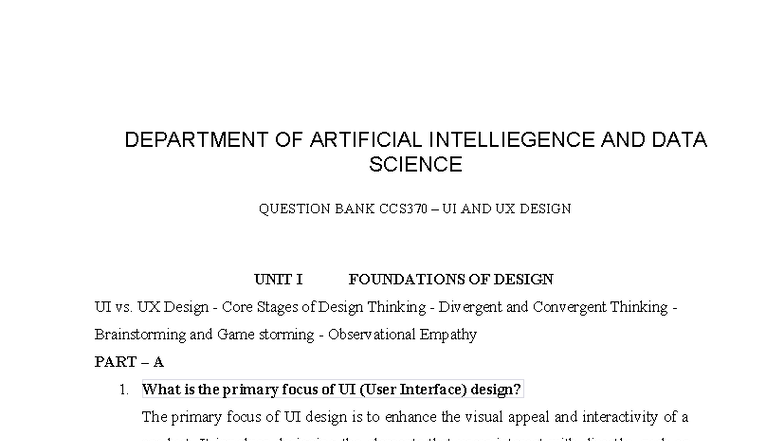 CCS370 UI & UX Design Question Bank - Foundations of UI/UX - Studocu