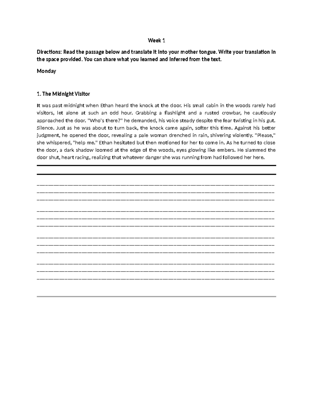 Reading Intervention Shared Reading GTM - Week 1 Directions: Read the ...