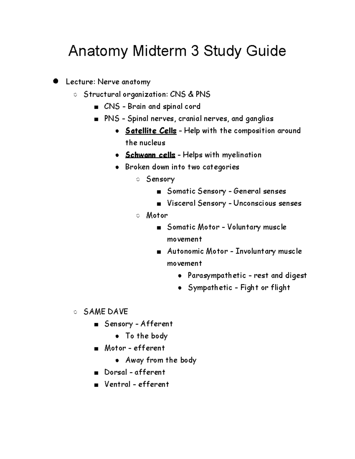 Anatomy Midterm 3 Study Guide - Studocu