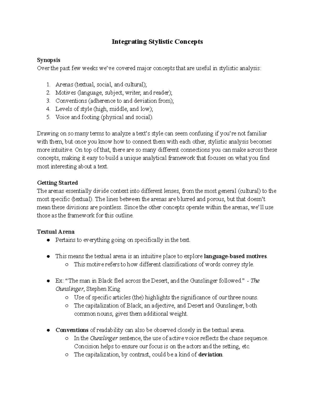 Integrating Stylistic Concepts: A Comprehensive Overview F25 - Studocu