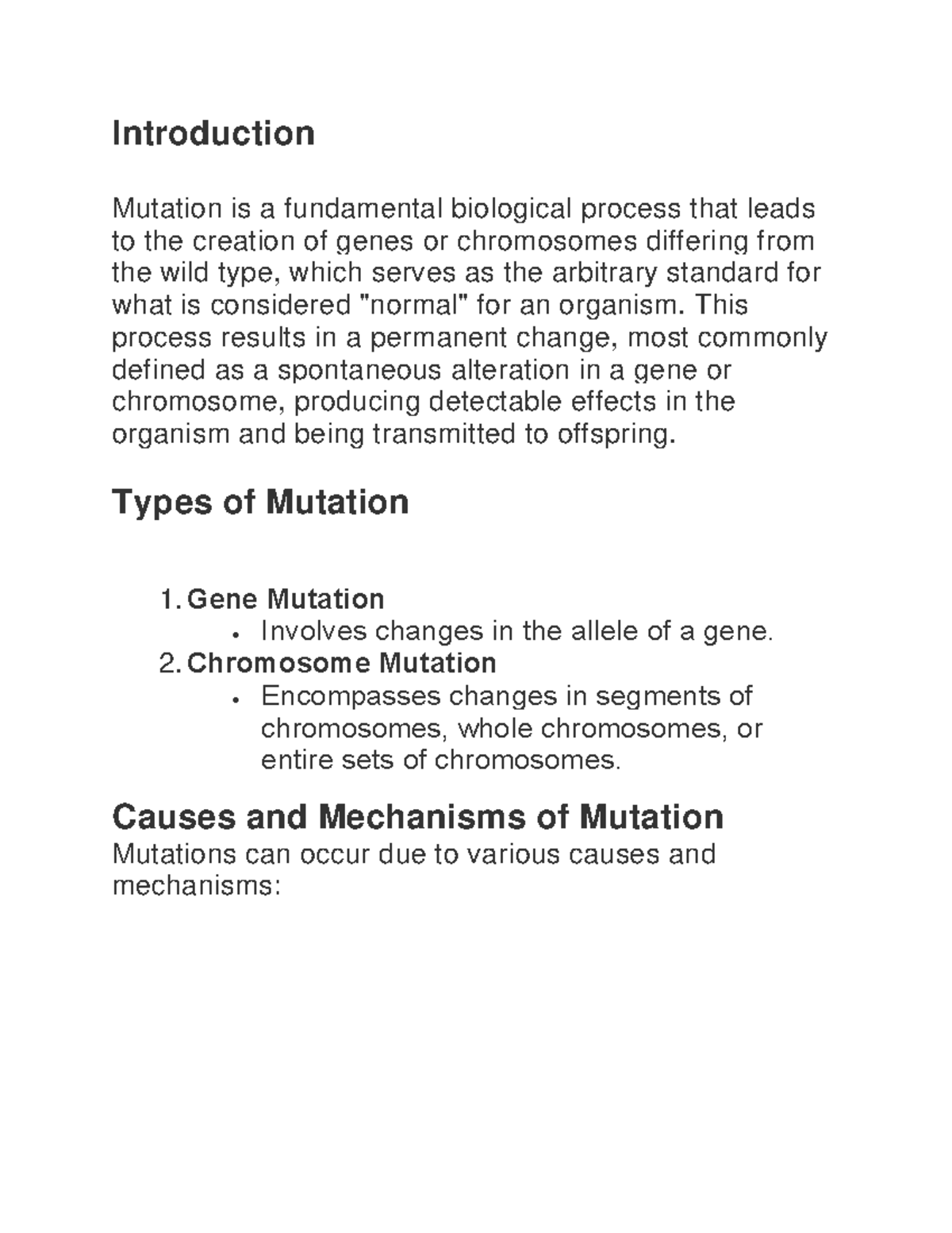 Mutations - Notes on Biological Processes and Their Significance - Studocu