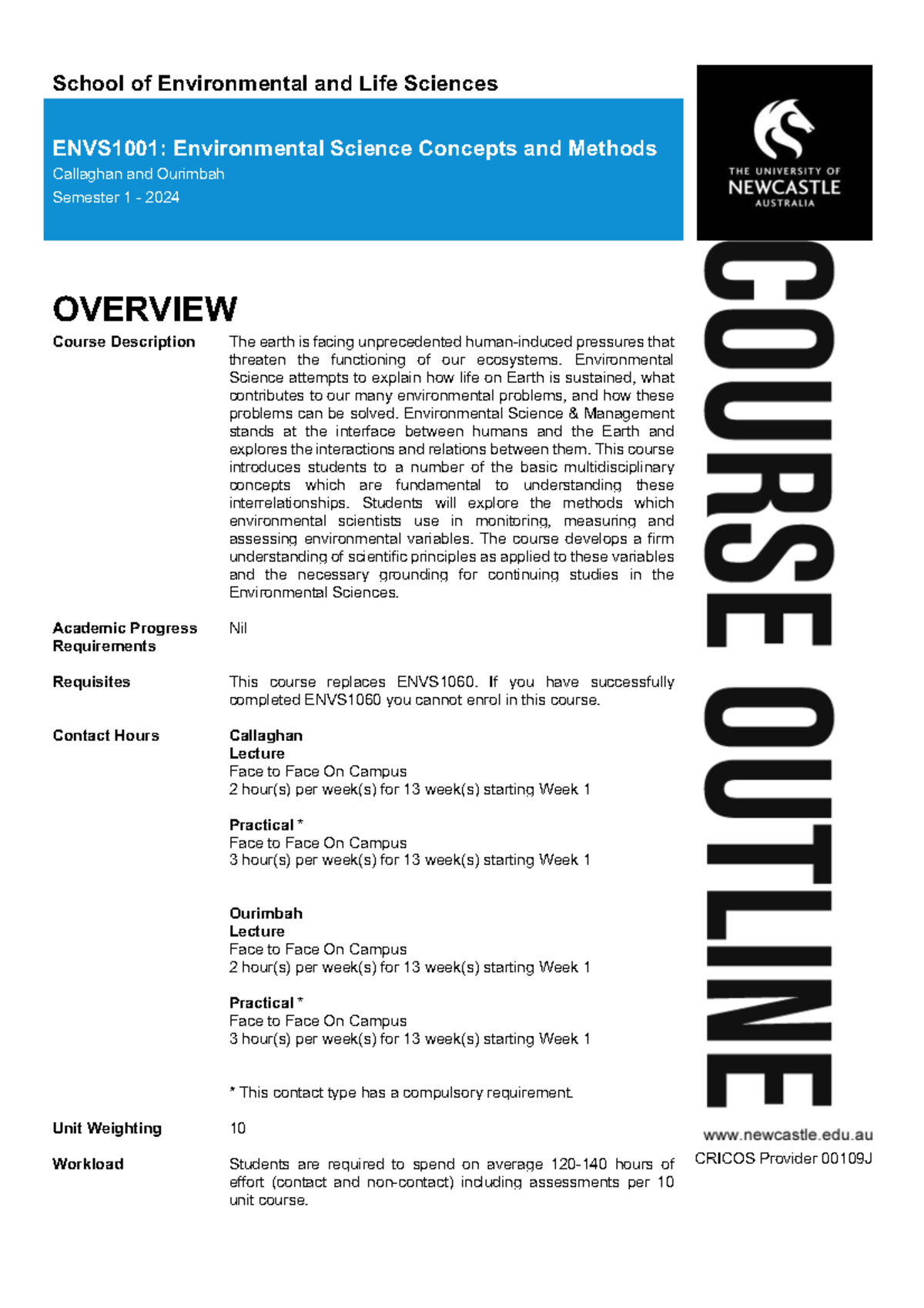 ENVS1001: Environmental Science Concepts & Methods Overview - Semester ...
