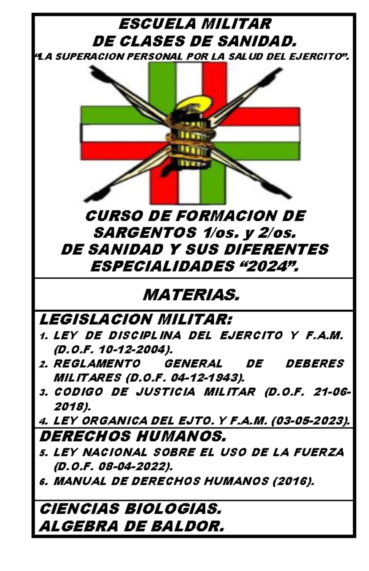 Compendio del Curso de Formación de Sargentos en Sanidad 2024 - Document Preview