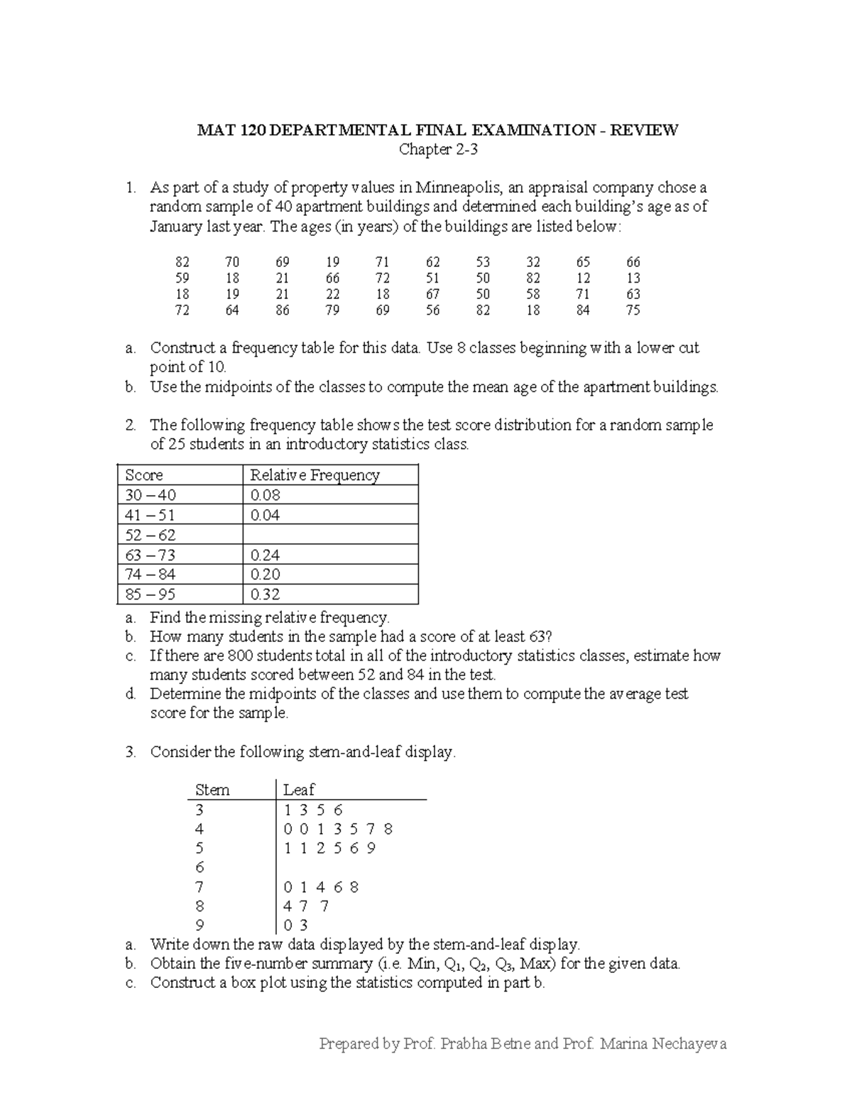 MAT 120 Final Exam Review - Key Concepts and Solutions - Studocu