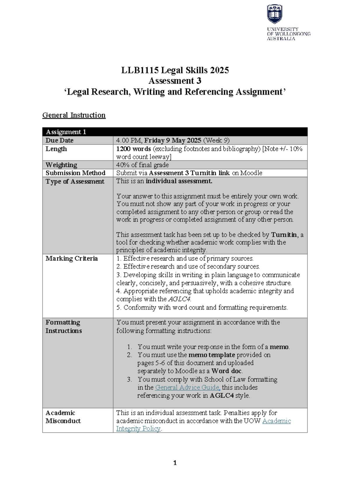Legal Skills 2025 - Assessment 3: Research & Writing on Tenancies - Studocu