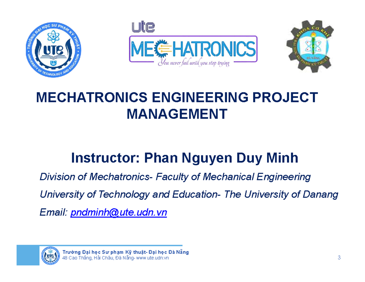 MECHATRONICS ENG - Project Management: Chapter 3 Overview - Studocu