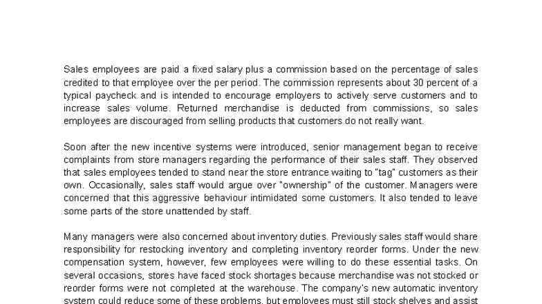 OB Example Question: Sales Incentives and Employee Behavior Analysis ...