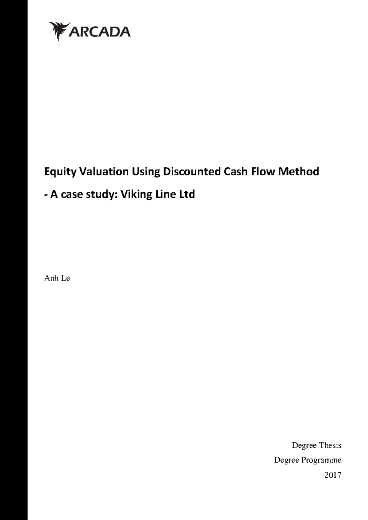 Equity Valuation of Viking Line Ltd: A DCF Case Study (IB 2017) - Studocu