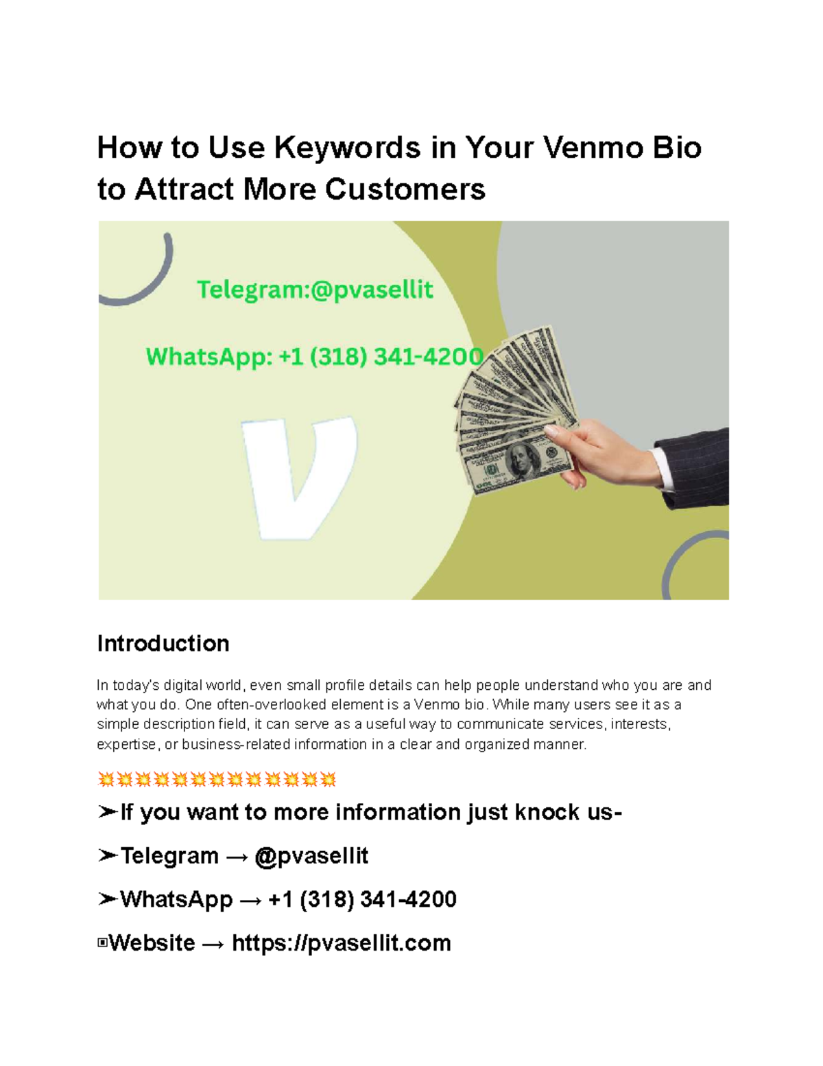 Optimizing Your Venmo Bio with Keywords for Better Engagement - Studocu