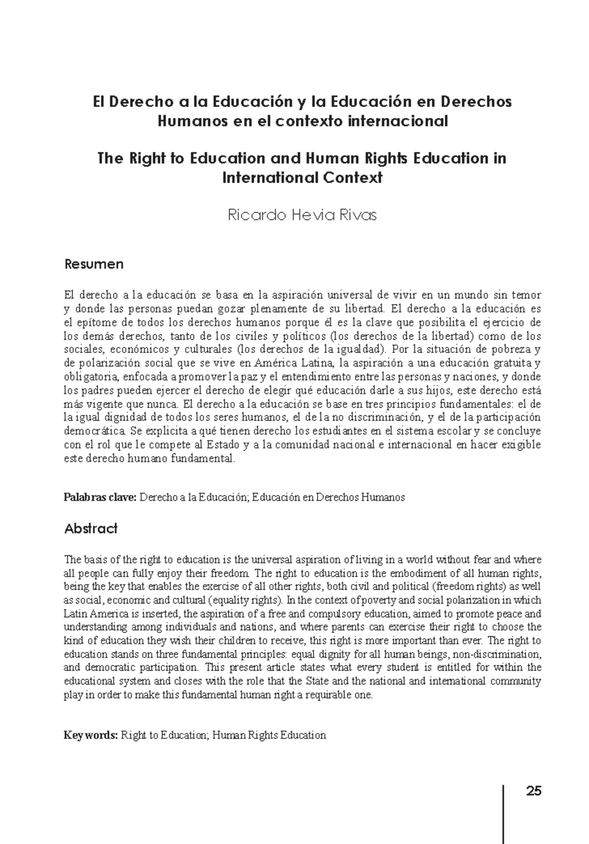 Derecho a la Educación y Educación en DDHH en América Latina: Análisis ...