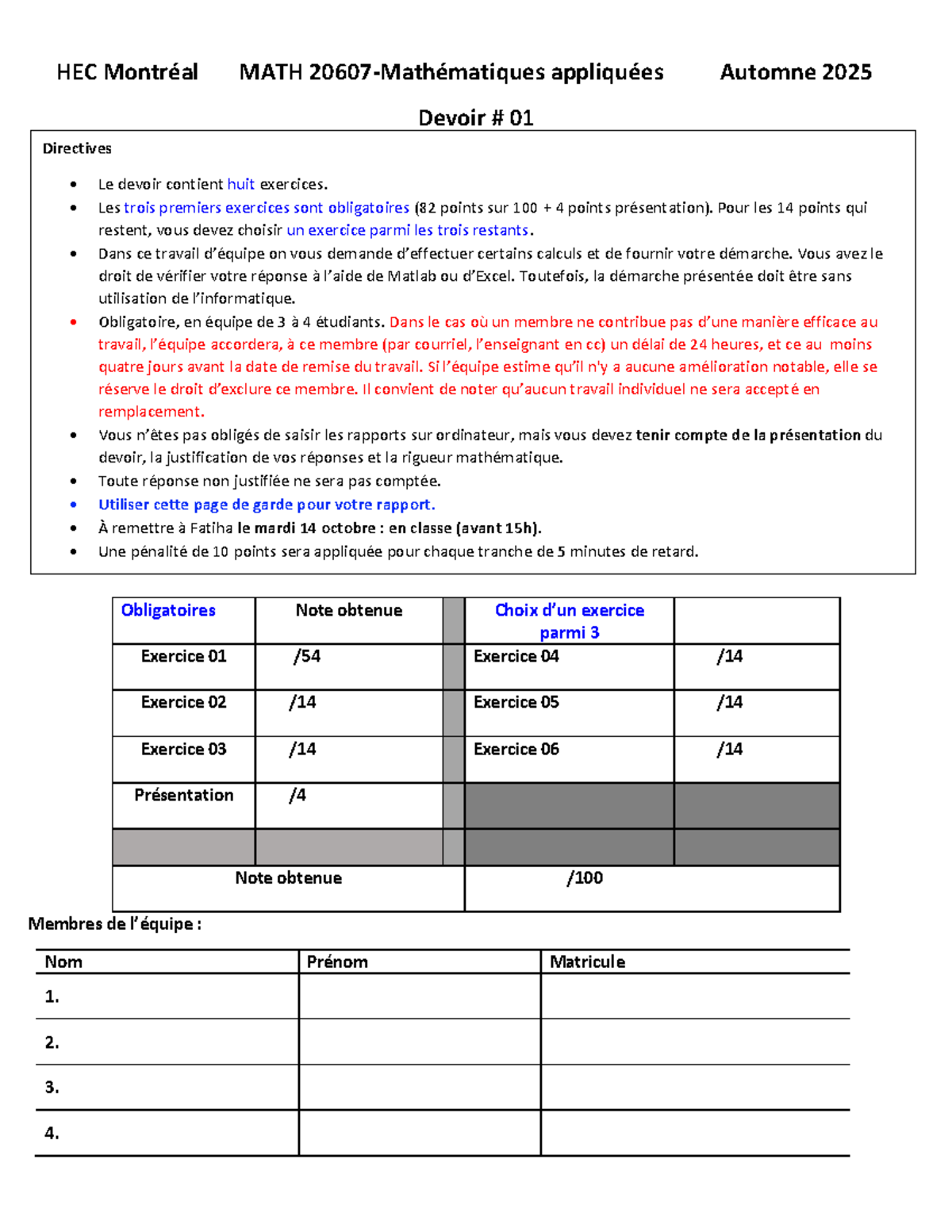 Devoir 01 MATH 20607-A25 : Directives et Exercices Automne 2025 - Studocu