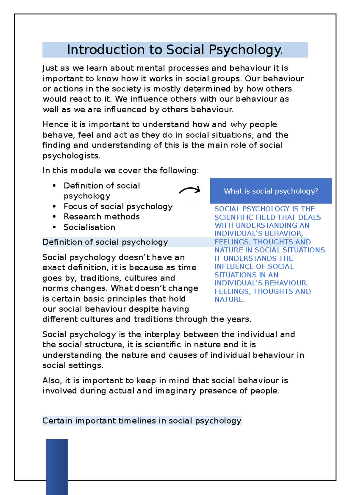 SOC 101: Intro to Social Psychology - Concepts and Research Methods ...