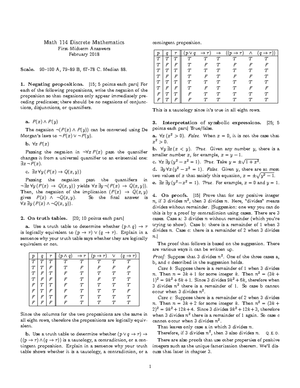 Math 114 Discrete Mathematics First Midterm Answers February 2018 - Studocu
