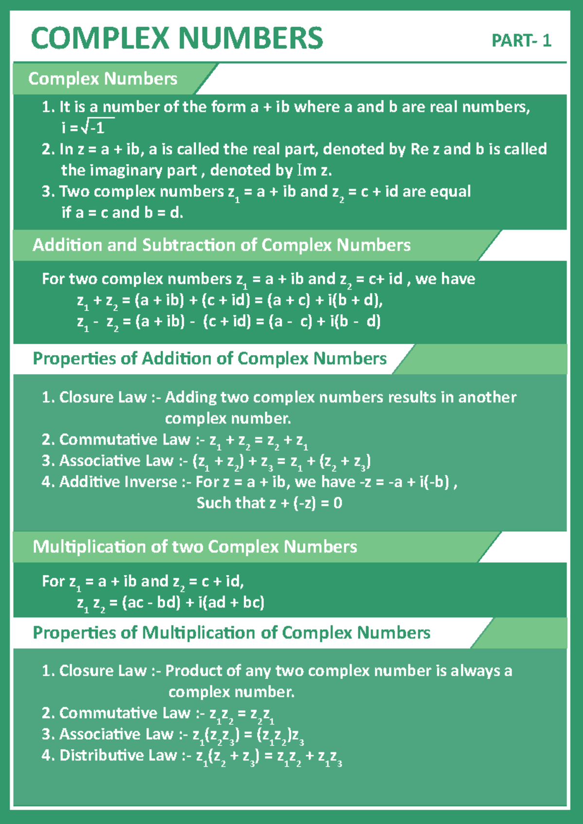 Complex Numbers Notes - Part 1 & 2 (MATH101) - Studocu