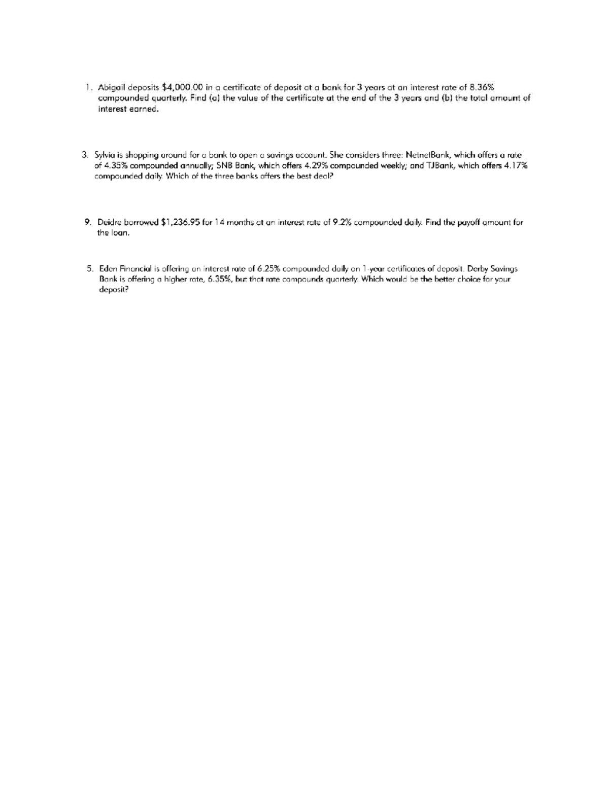 AP Econ: Exercise on Interest Calculations and Comparisons - Studocu
