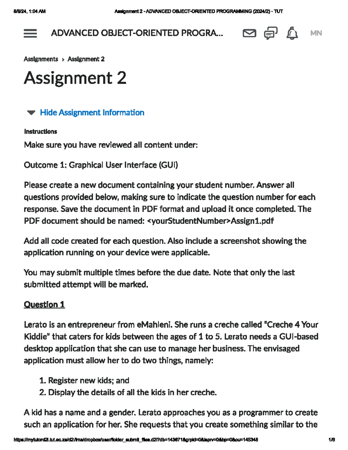 Assignment 2: GUI Design & Implementation for Desktop Applications ...
