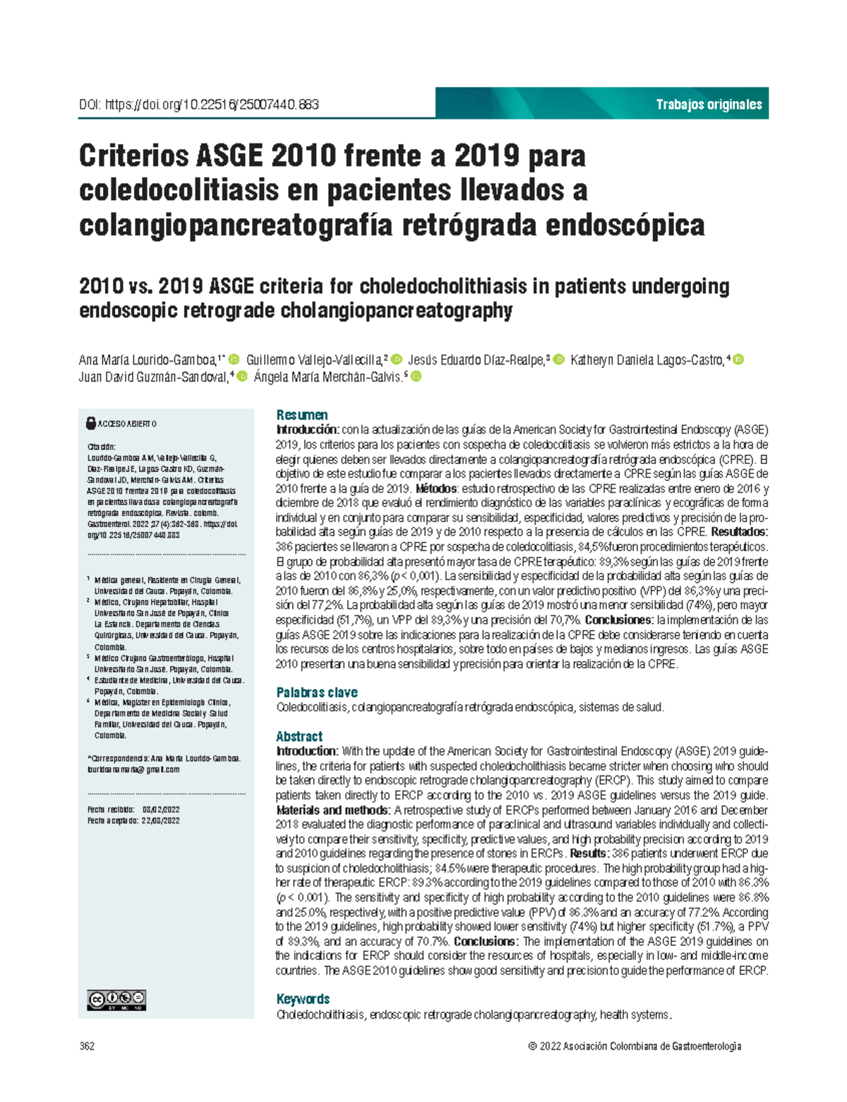 Criterios ASGE 2010 vs 2019 para Coledocolitiasis en CPRE - Studocu