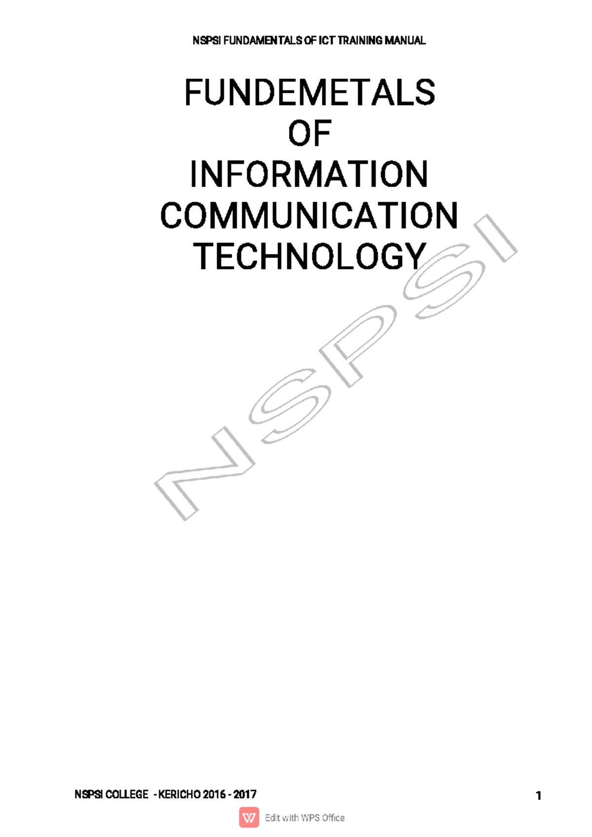 ICT AND Ethics - Fundamentals of information technology and ...
