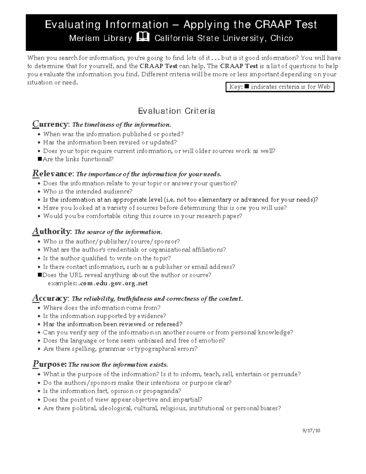 Craap-test - test - When you search for information, you're going to ...