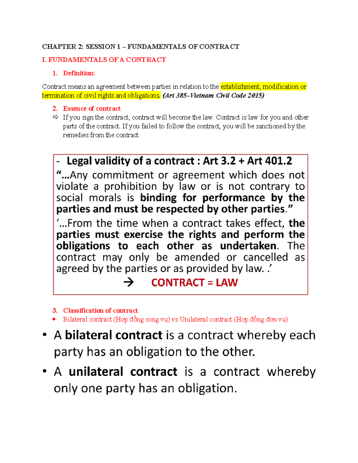 CHAPTER 2: SESSION 1 - FUNDAMENTALS OF CONTRACT LAW - Studocu