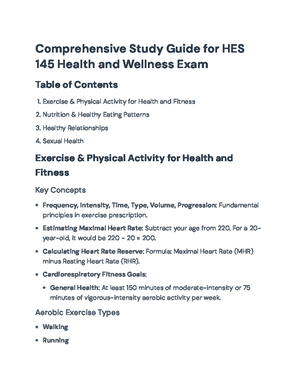 HES 145 Health and Wellness Exam #2 Study Guide and Key Concepts - HES ...