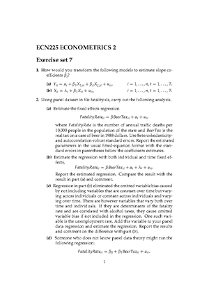ECN225 Econometrics 2 Exercise Set 6: Panel Data Analysis Problems ...