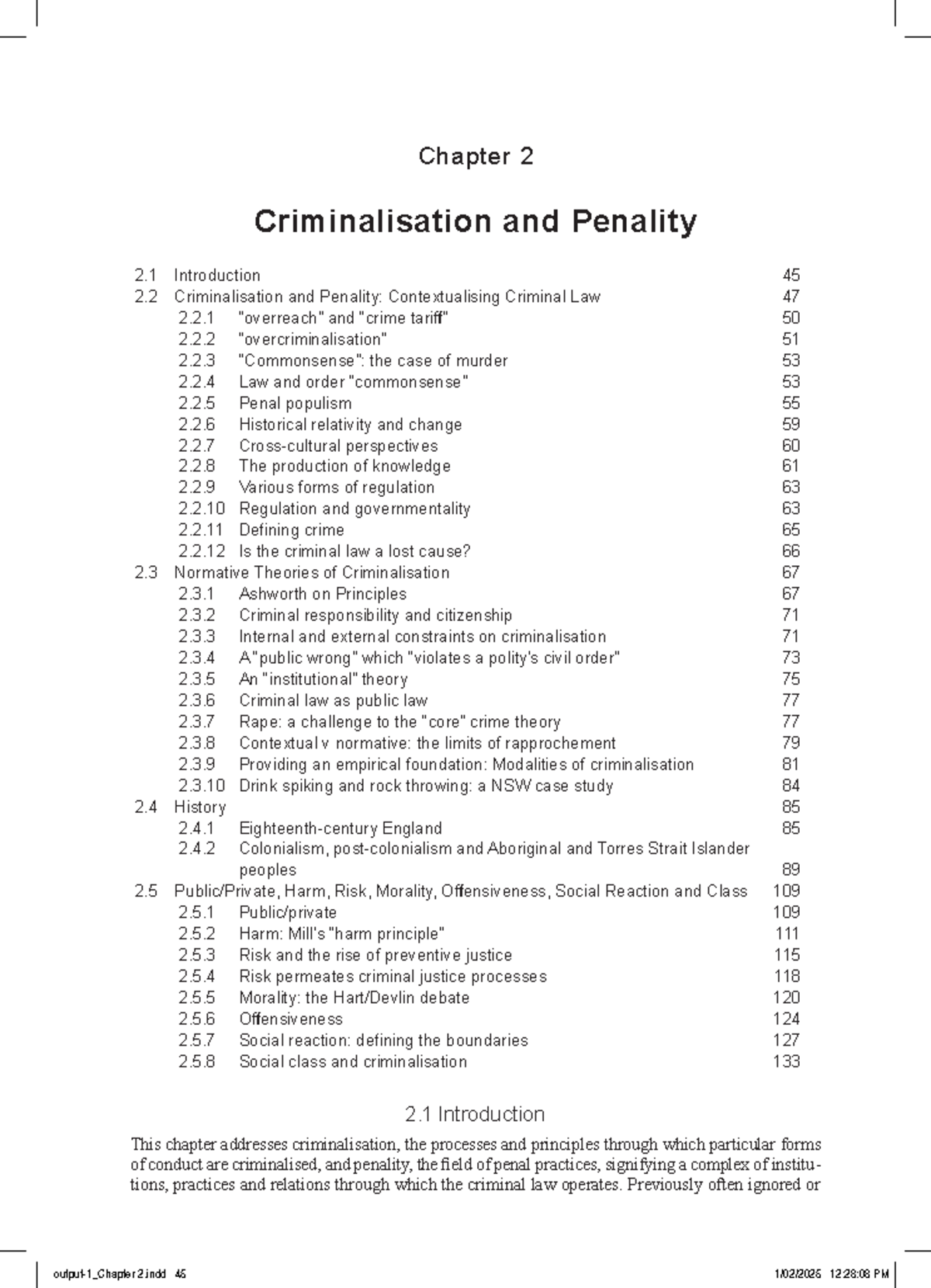 Criminal Law Lecture: Week 1 Readings on Criminalisation & Penality ...