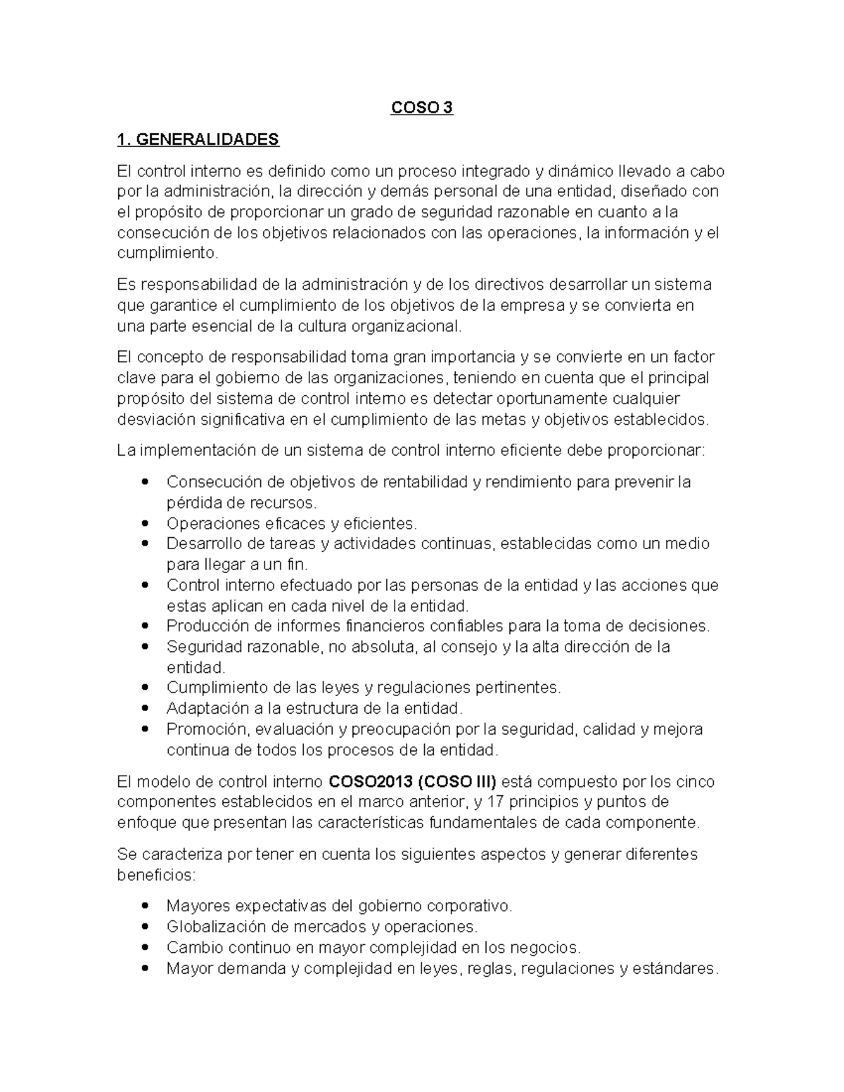 COSO 3 - Análisis del Control Interno y sus Componentes - Studocu