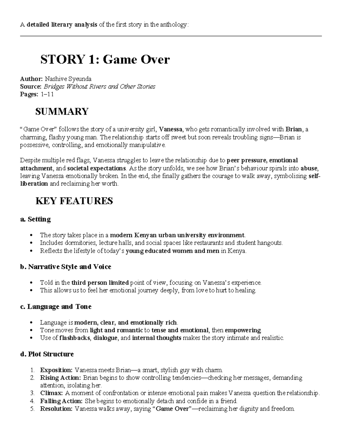 Detailed Analysis of Bridges Without Rivers and Other Stories (ENG 101 ...