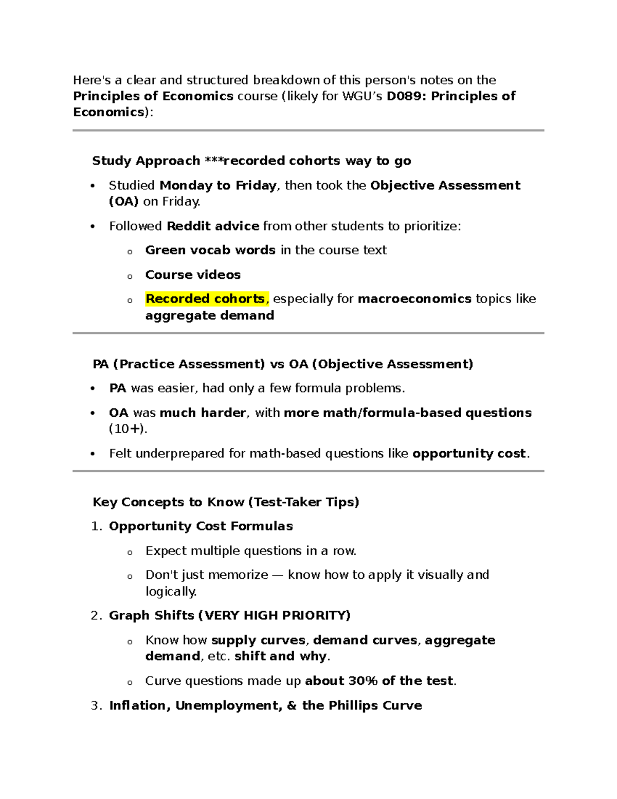 D089: Essential Study Tips for Passing Principles of Economics - Studocu
