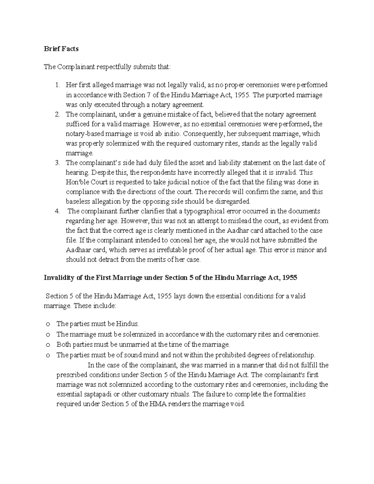 Draft regarding the maintenance - Brief Facts The Complainant ...