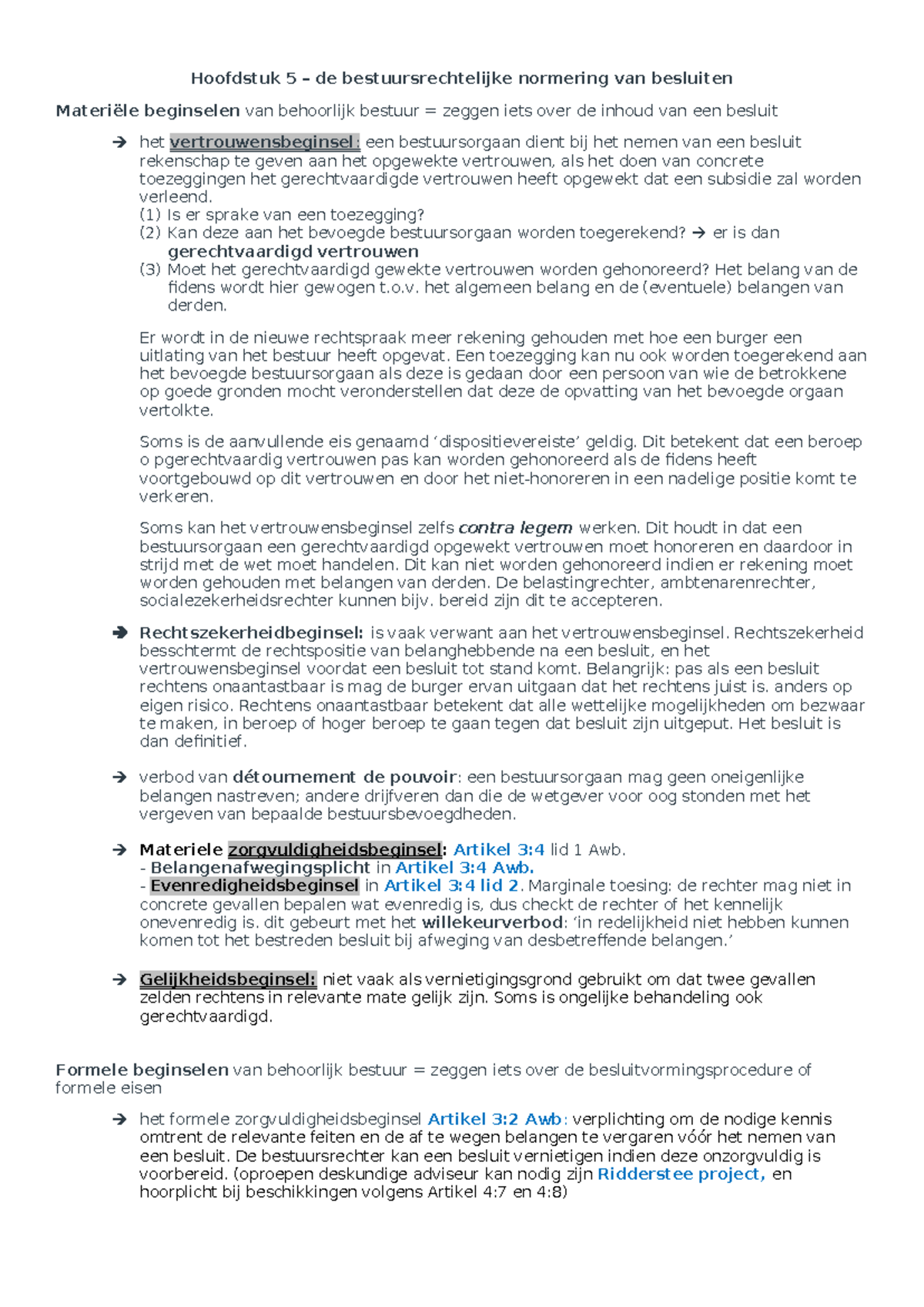 Bestuursrecht M4 - Hoofdstuk 5: Normen van Besluiten en Procedures ...
