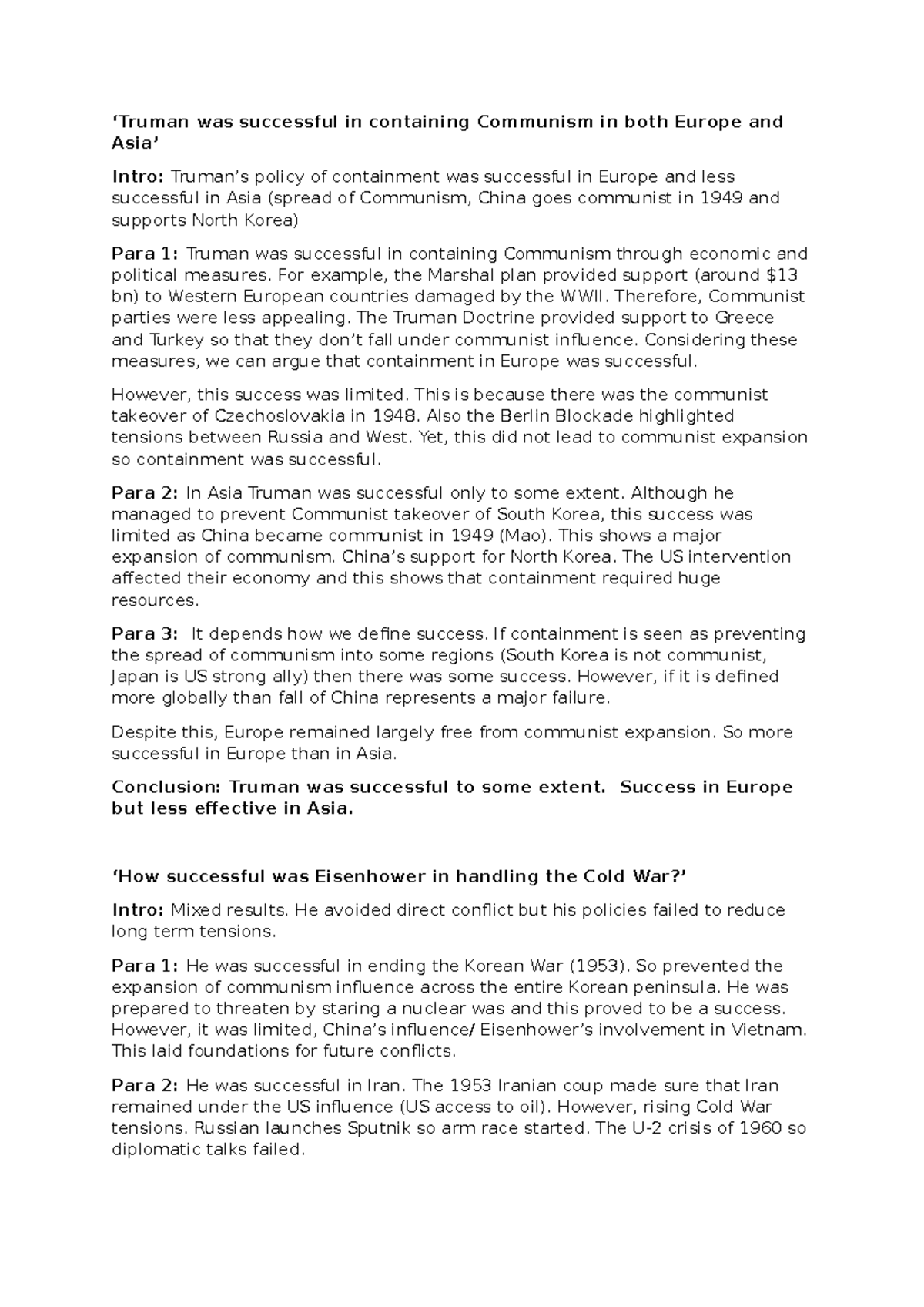 History Paper 2: Examining the Causes & Effects of 20th Century