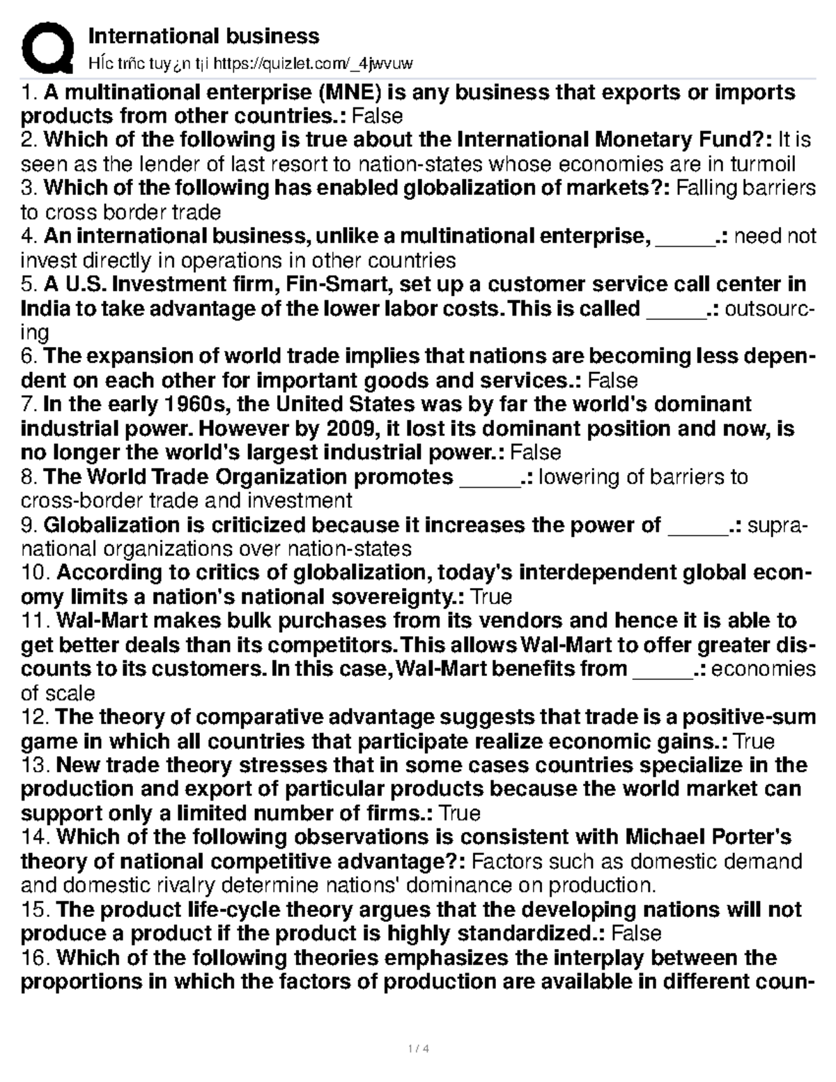 International Business - HÍc trñc - Midterm Review Notes - Studocu