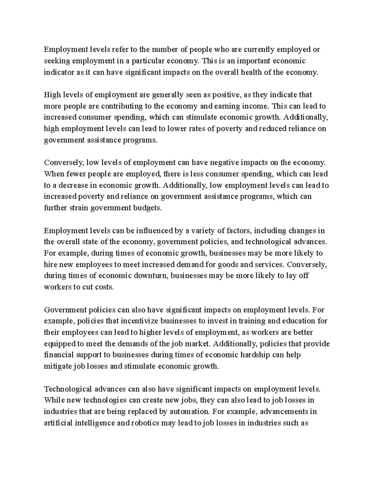 AP Macroeconomics Notes: Understanding Employment Levels and Economy ...