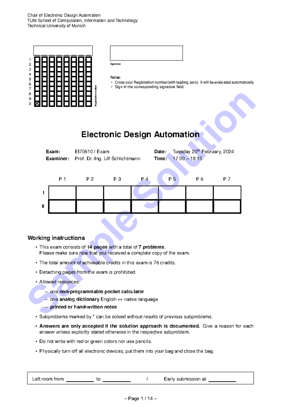 Sample Solution for Exam EI70610 - Electronic Design Automation - Studocu