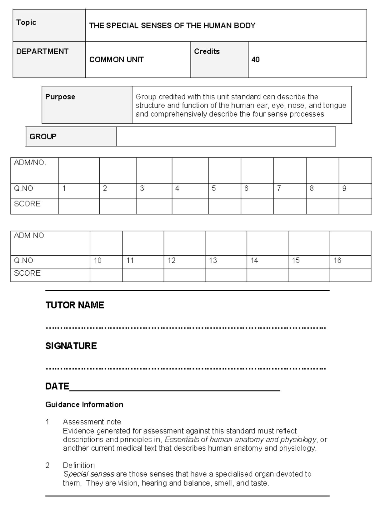 Final Exam Notes: Special Senses - ORAL (Course Code: 40) - Studocu