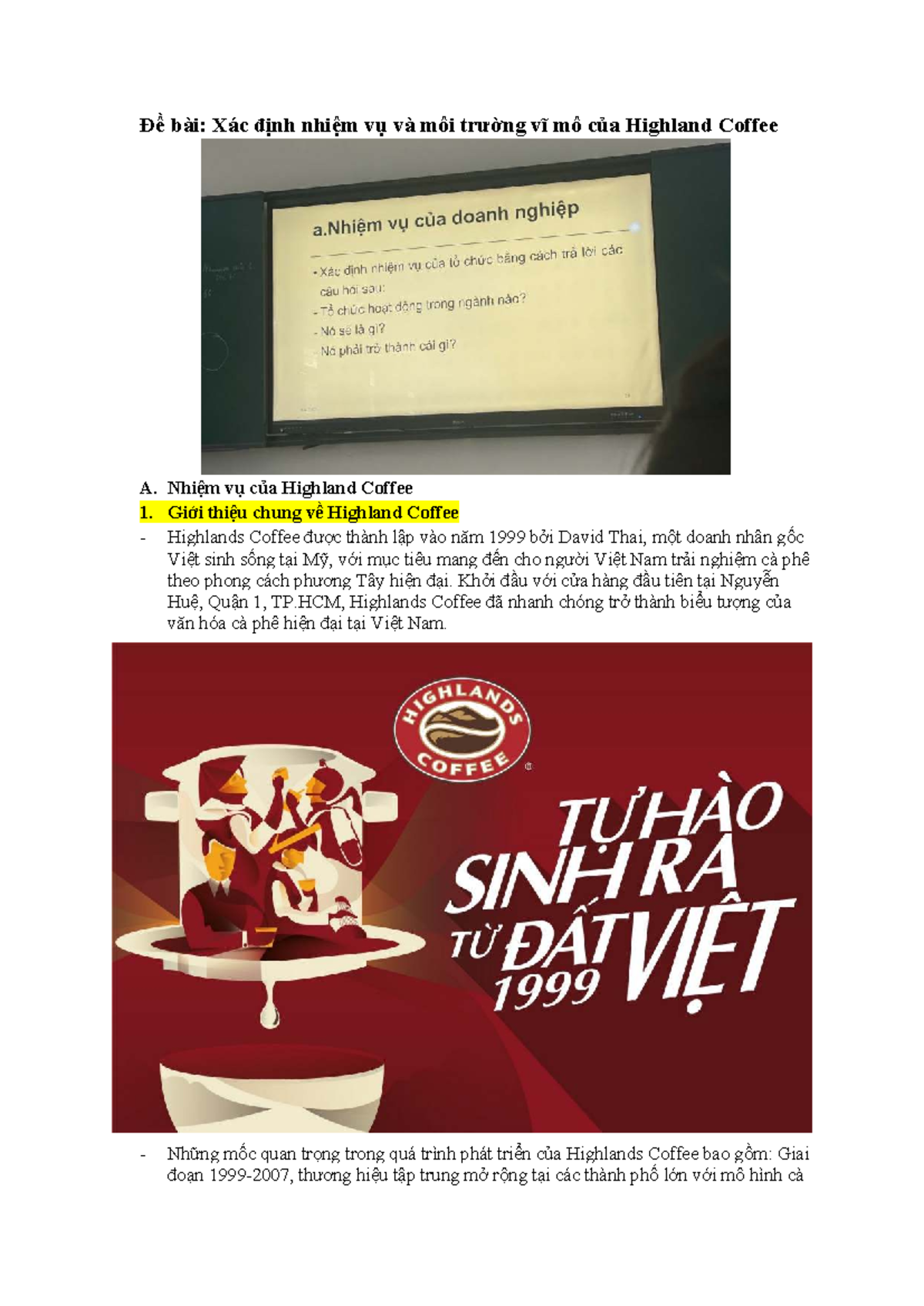 MTVM - Phân Tích Chiến Lược Phát Triển Highland Coffee - Studocu