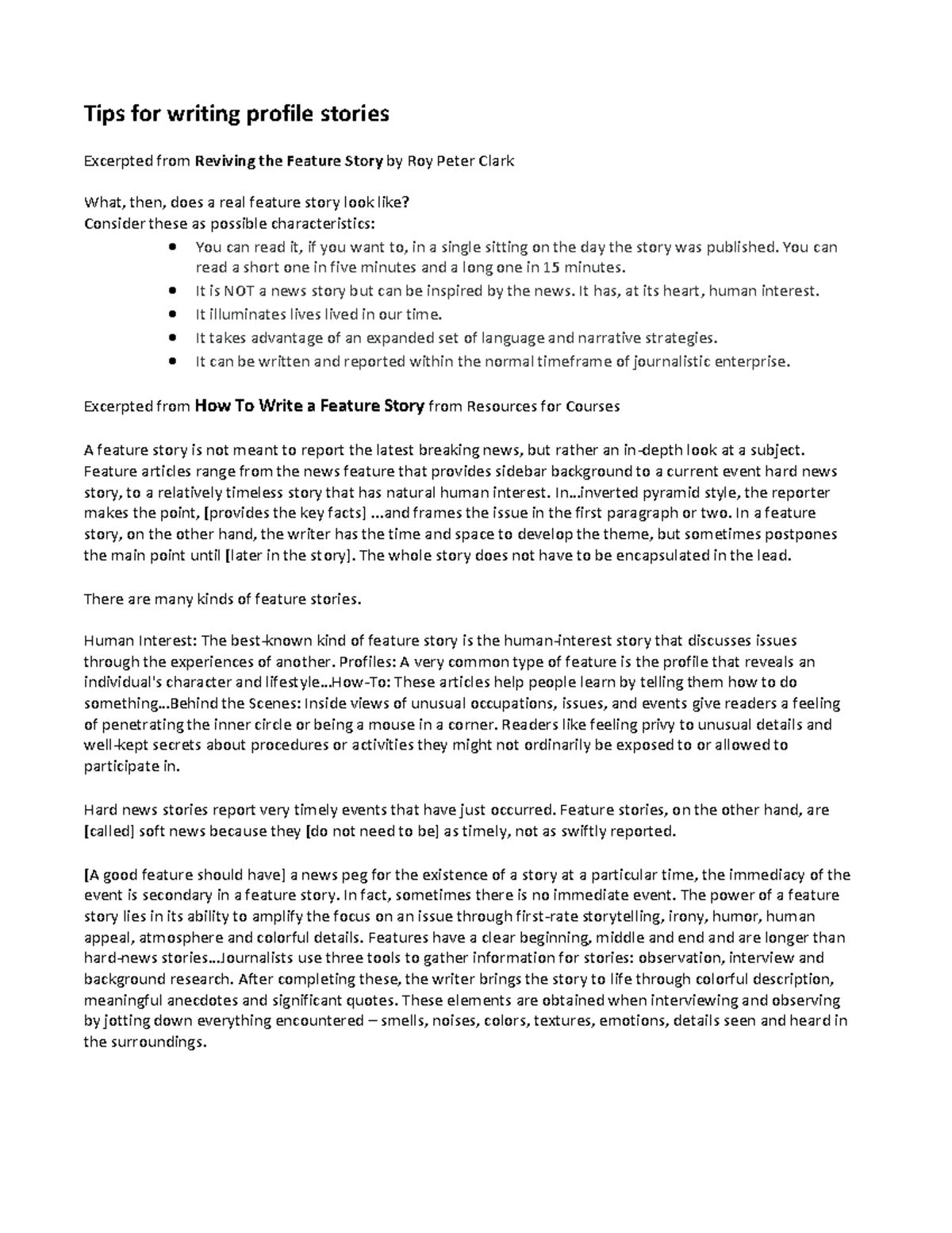 Profile Feature Writing Techniques: A Comprehensive Guide - Studocu