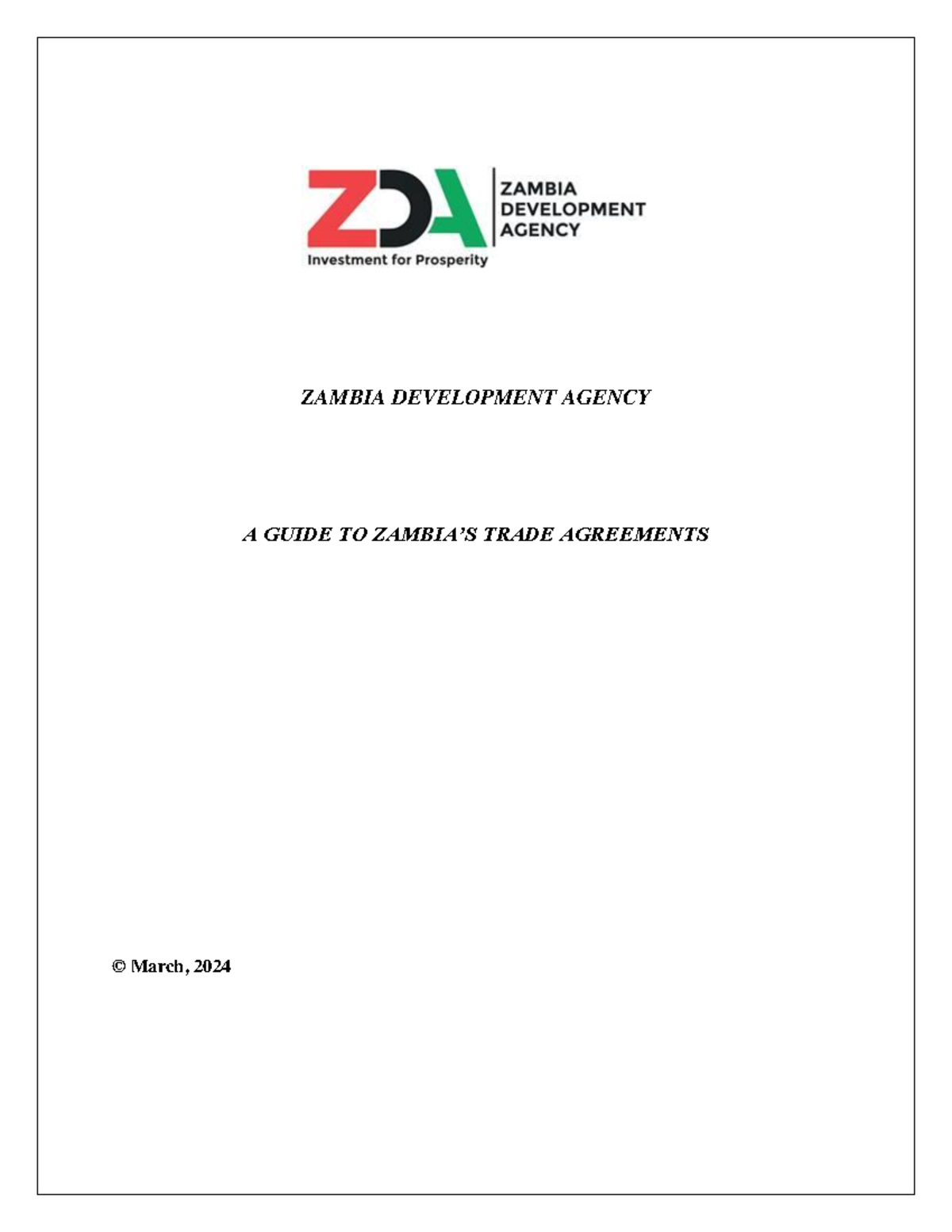 ZDA Trade Agreements Guide: Understanding Zambia's Trade Framework ...