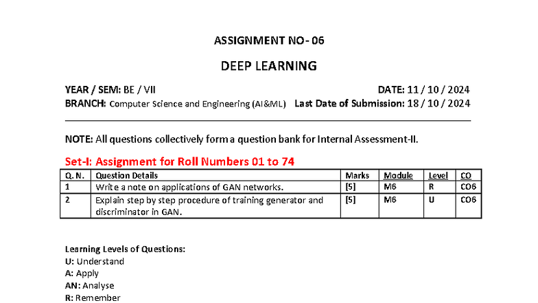 Assignment 6 - dl ass6 - ASSIGNMENT NO- 06 DEEP LEARNING YEAR / SEM: BE ...