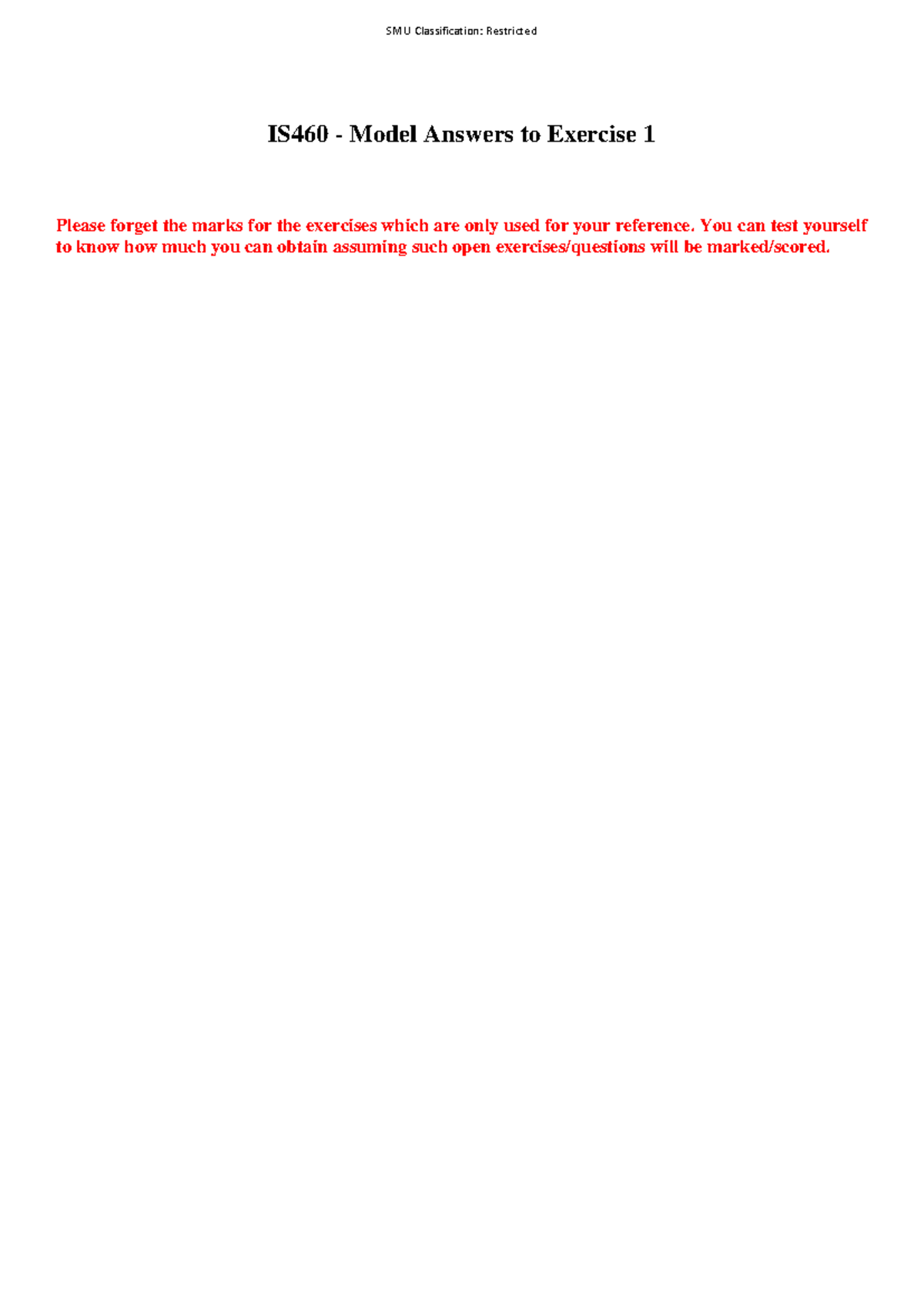 Model Answers for IS460 Machine Learning Exercise 1 - Studocu