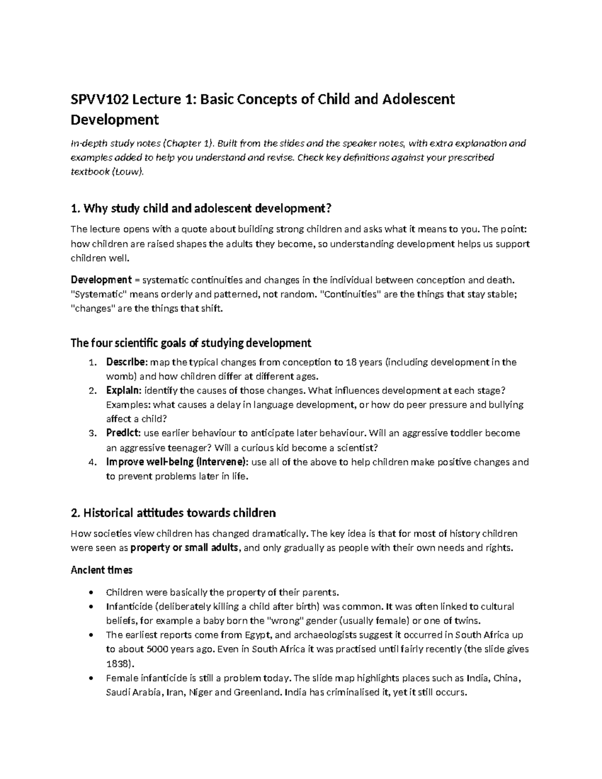 SPVV102 Lecture 1: Comprehensive Notes on Child & Adolescent ...
