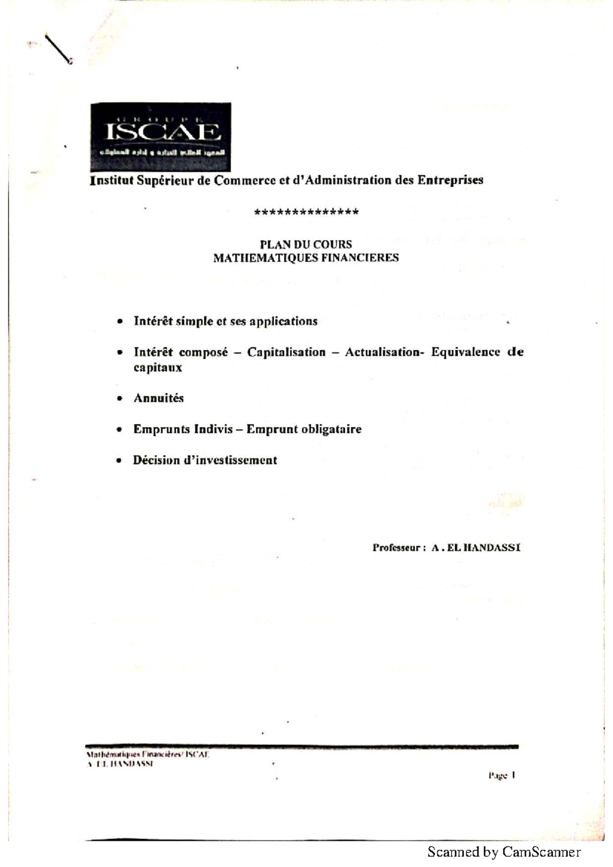 Mathématiques ISCAE - Cours sur l - Document Preview