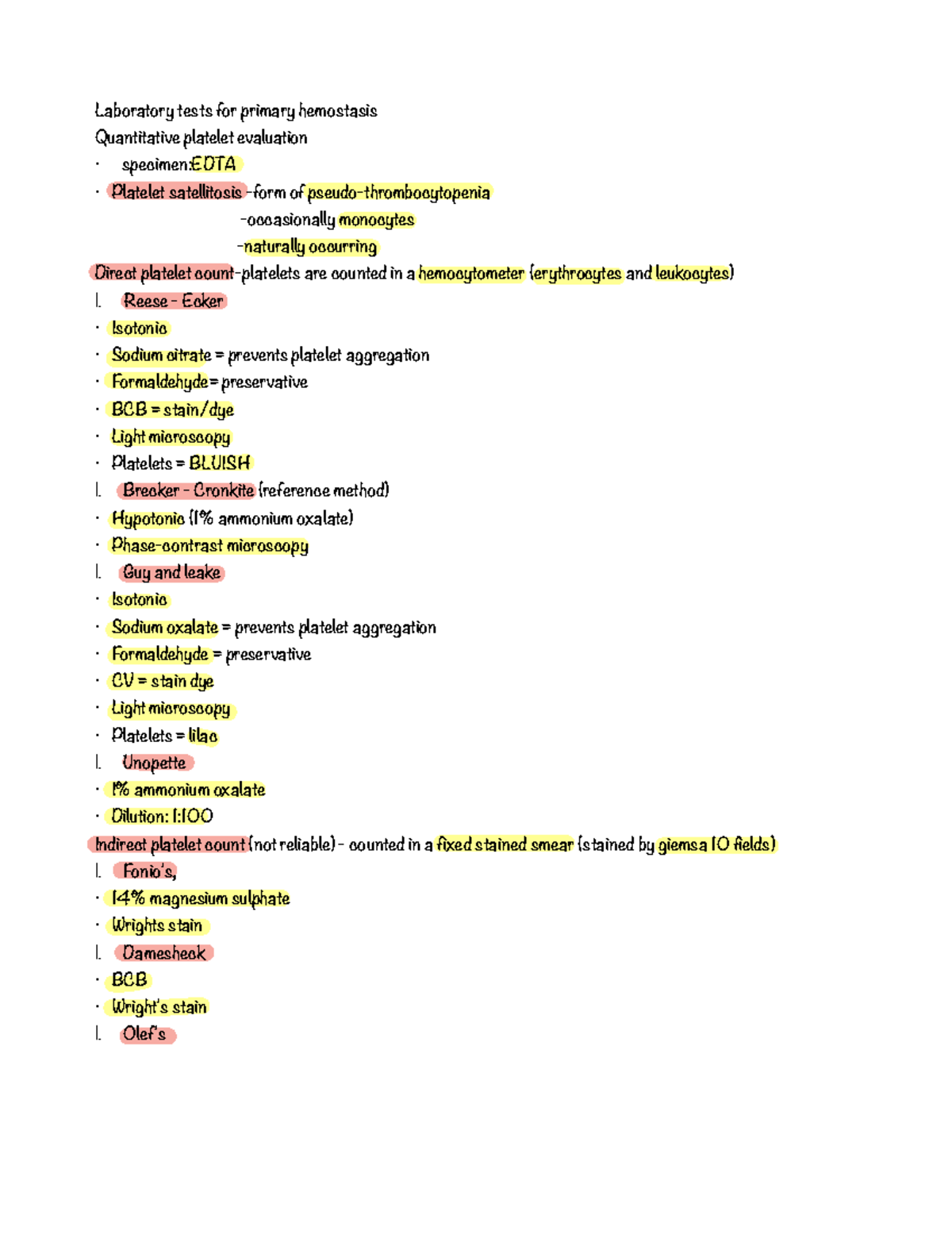 LAB Tests FOR Primary - Lecture Notes - Laboratory tests for primary ...