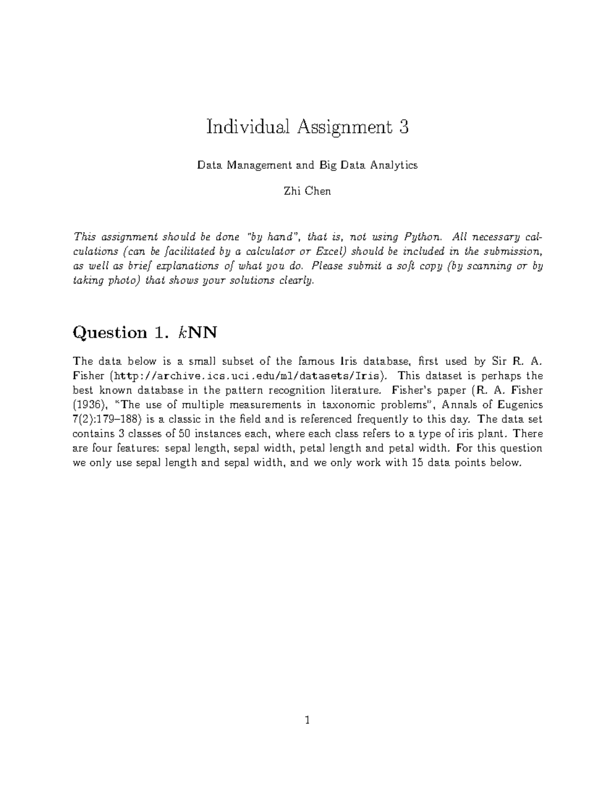 Individual assignment 3: Data management and big data analytics - Studocu