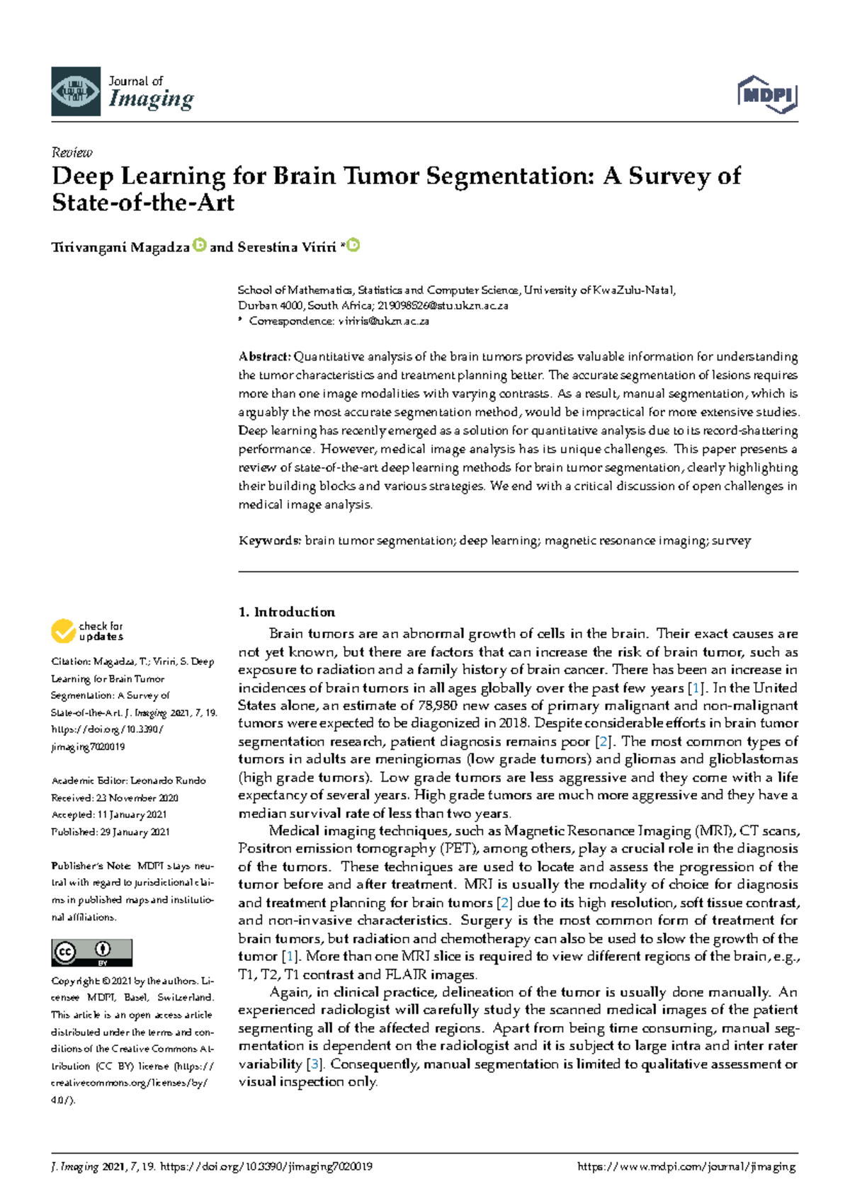 Deep Learning for Brain Tumor Segmentation A Surve - Journal of Imaging ...