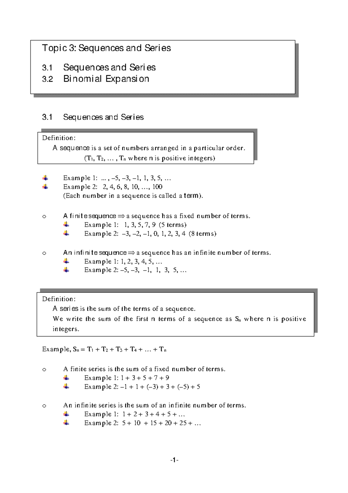 2526 SM015 Final Exam Notes: Sequences, Series & Binomial Expansion ...