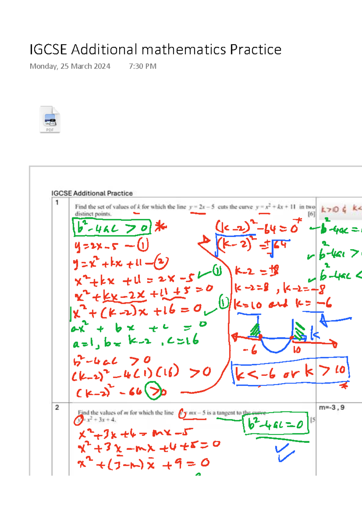 Igcse Additional mathematics Practice - IGCSE Addi*onal... IGCSE ...